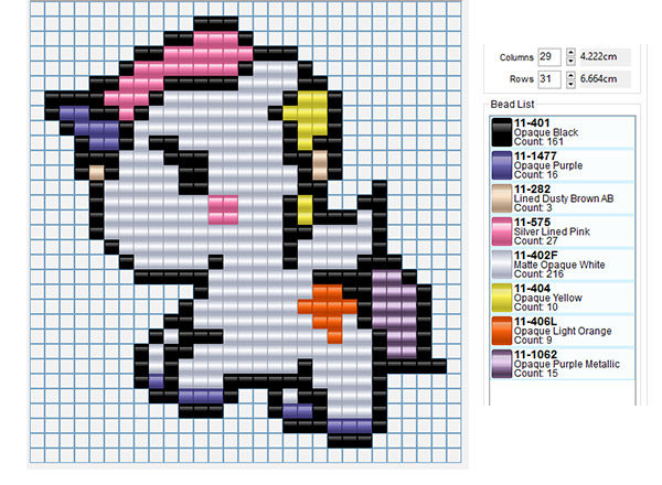 Colored cute unicorn free perler beads fusion beads pattern for children