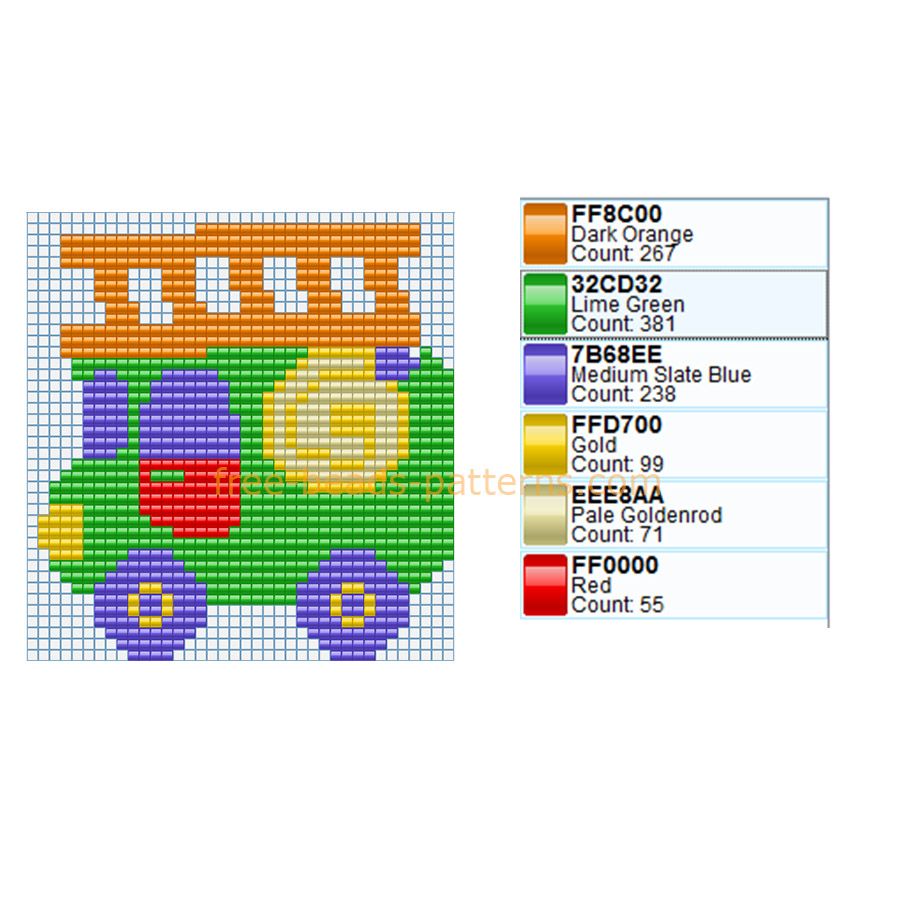 Colored fire truck free Hama Beads perler beads pattern baby toy ideal