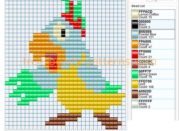 Colored parrot bird animal free perler beads pattern download baby children toys ideas
