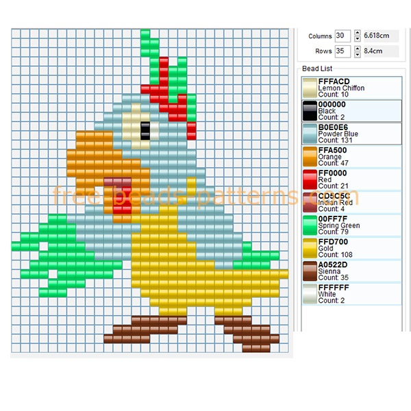 Colored parrot bird animal free perler beads pattern download baby children toys ideas