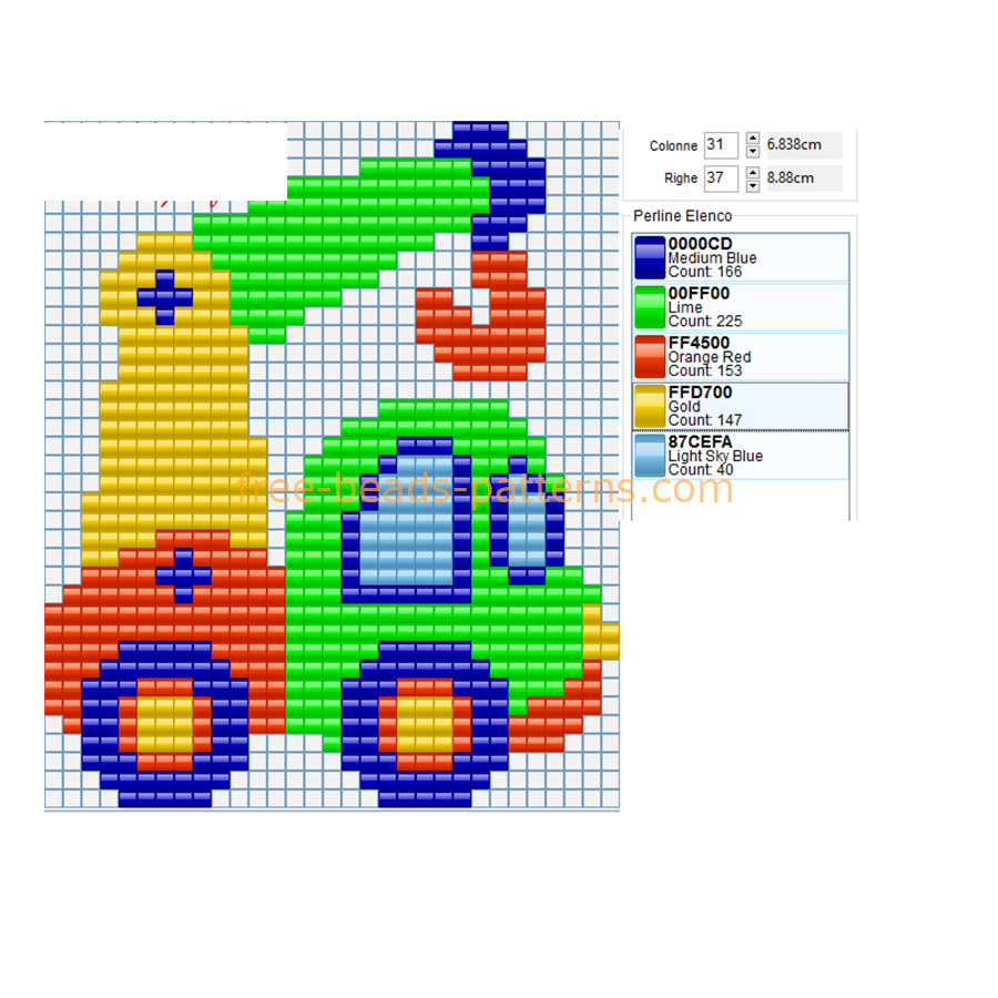 Colored tow truck baby children toy free Hama Beads Nabbi Beads Photo Pearls pattern