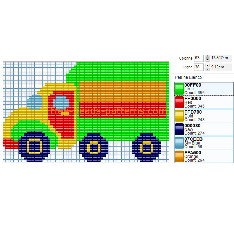 Colored truck baby toy idea free perler beads seed beads Hama Beads pattern download