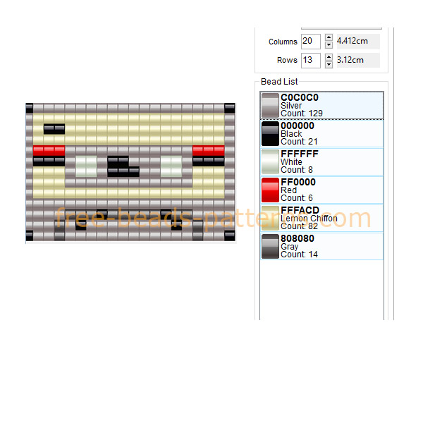 Compact Cassette Musicassette record store perler beads pattern gray and red colors