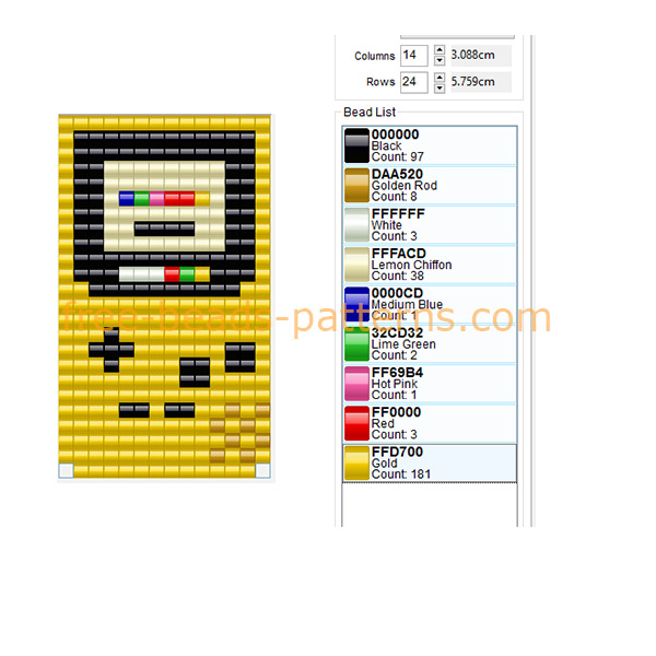 Console Nintendo yellow Game Boy Color 14 x 24 9 colors Hama Beads perler beads pattern