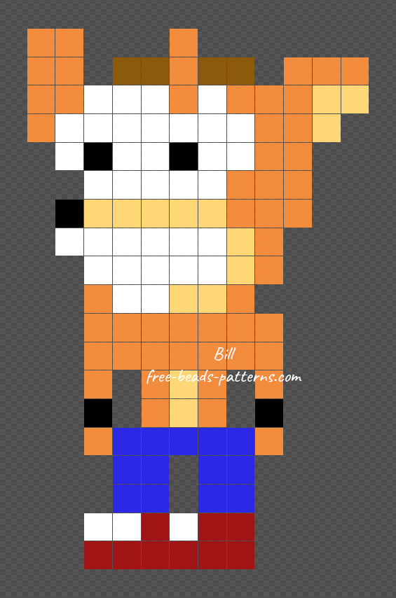 Crash Bandicoot free Hama Beads pattern 12x19