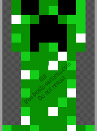 Creeper from Minecraft free iron beads fuse beads pattern 10x19