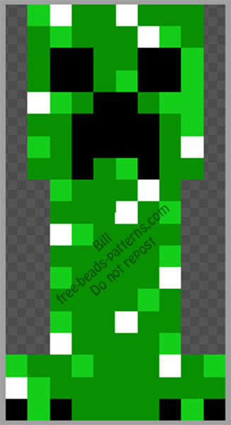 Creeper from Minecraft free iron beads fuse beads pattern 10x19