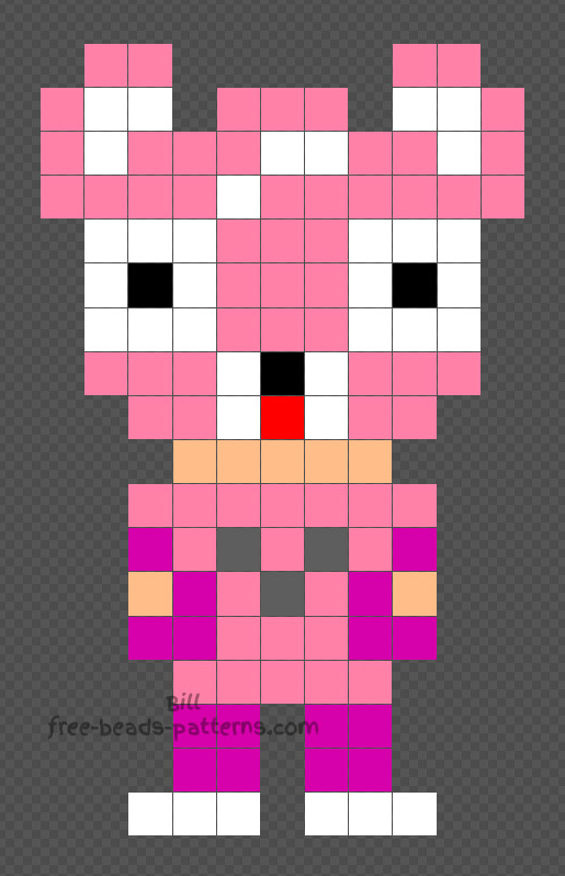 Cuddle Fortnite character free Hama Beads design 11x18