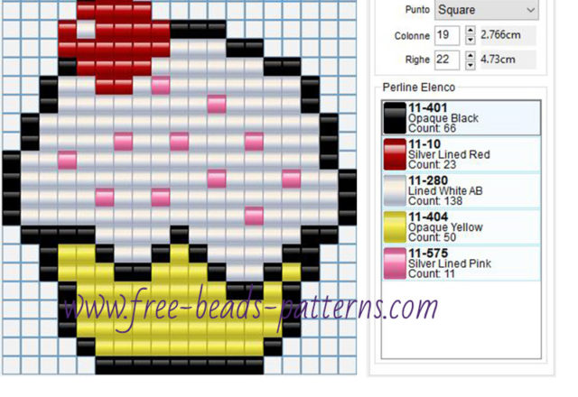 Cupcake free beads pattern 5 colors