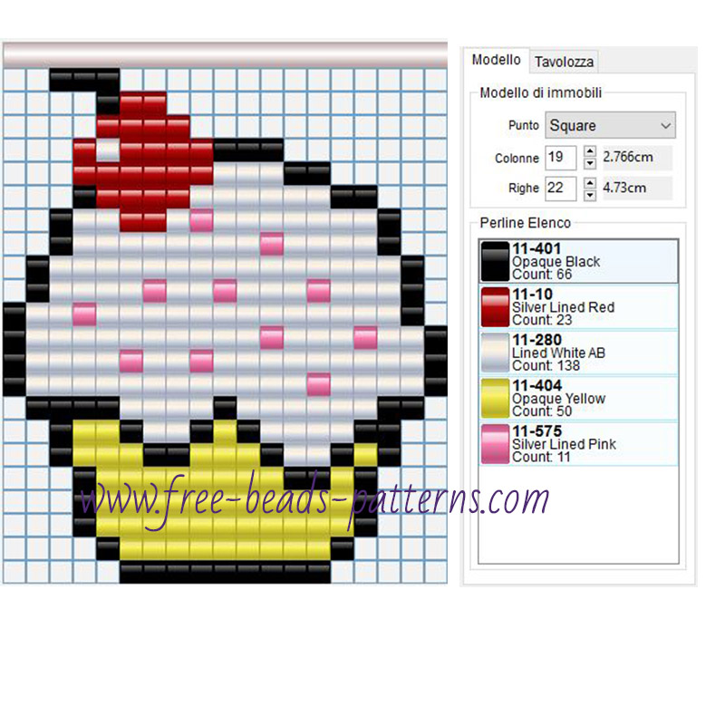 Cupcake free beads pattern 5 colors