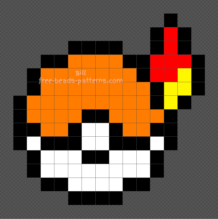 Custom Pokeball Charmander edition Hama Beads 14x14