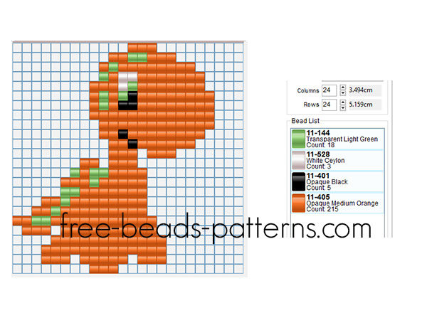 Cute orange dinosaur animal Hama Beads Pyssla for children