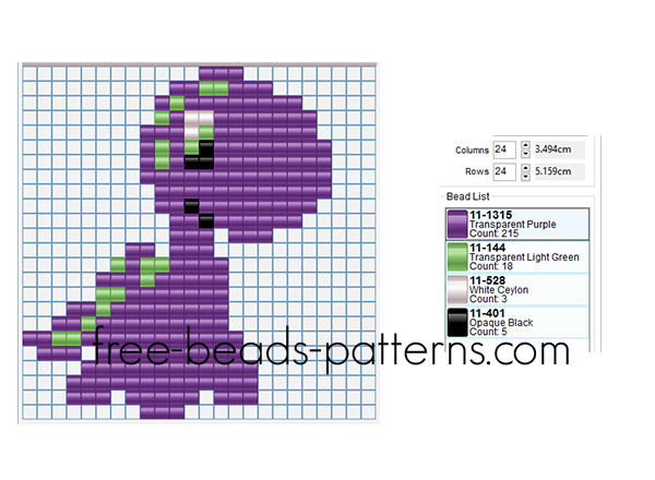 Cute violet dinosaur free perler beads pattern for children