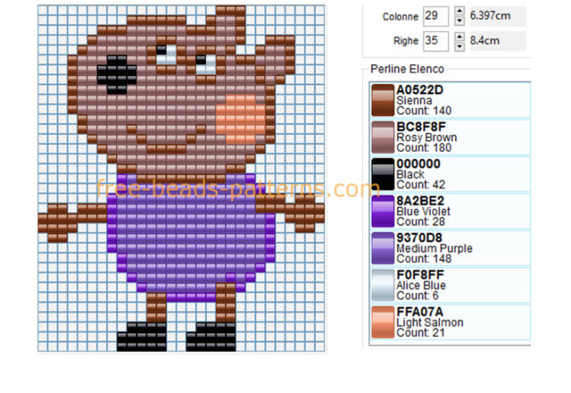 Danny Dog Peppa Pig cartoon free perler beads pattern Hama Beads design