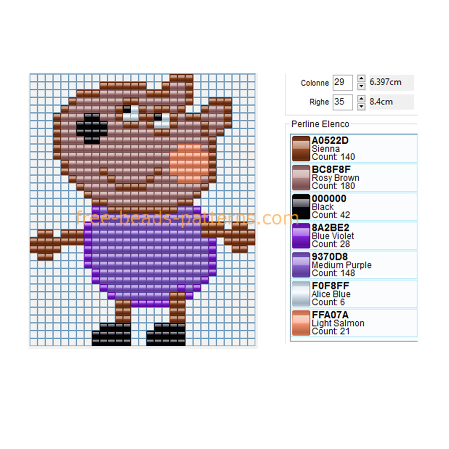 Danny Dog Peppa Pig cartoon free perler beads pattern Hama Beads design