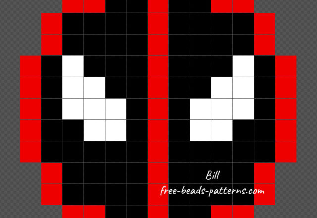 Deadpool superheroes Hama Beads patterns 13x13