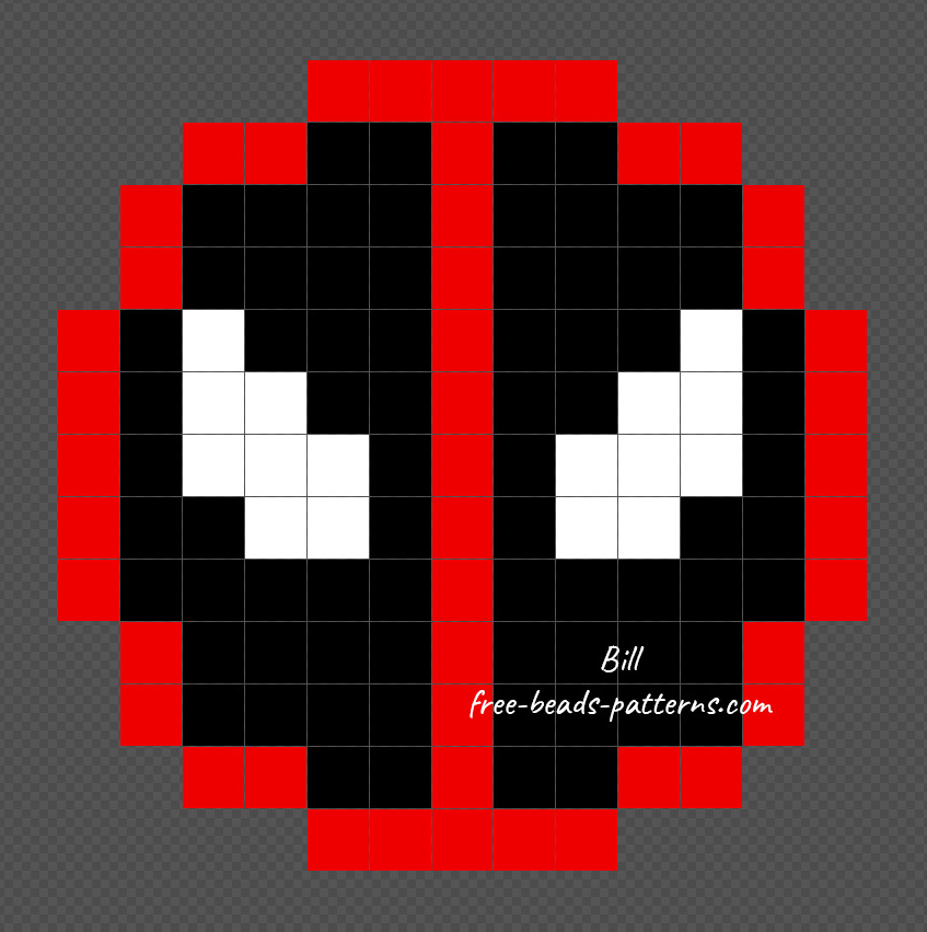 Deadpool superheroes Hama Beads patterns 13x13