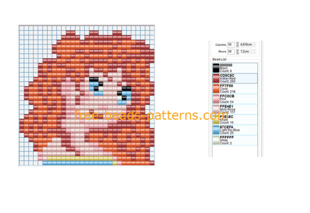 Disney Brave Merida Princess free Hama Beads Pyssla perler beads pattern download 30 x 30 8 colors