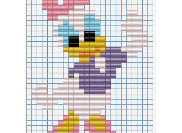 Disney Daisy Duck free Hama Beads Pyssla perler beads pattern