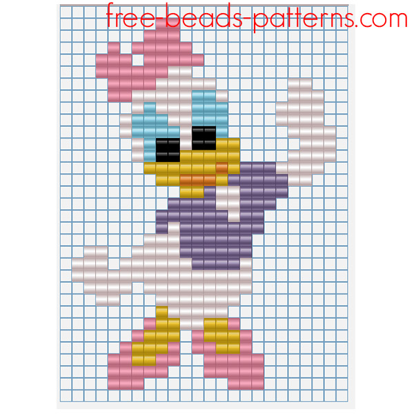 Disney Daisy Duck free Hama Beads Pyssla perler beads pattern