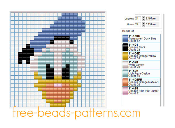 Disney Donald Duck face free Hama Beads Pyssla pattern download