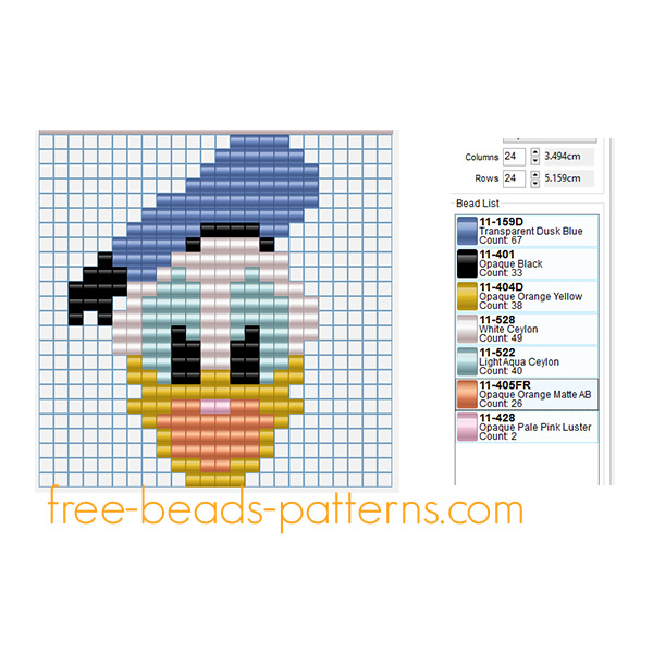 Disney Donald Duck face free Hama Beads Pyssla pattern download