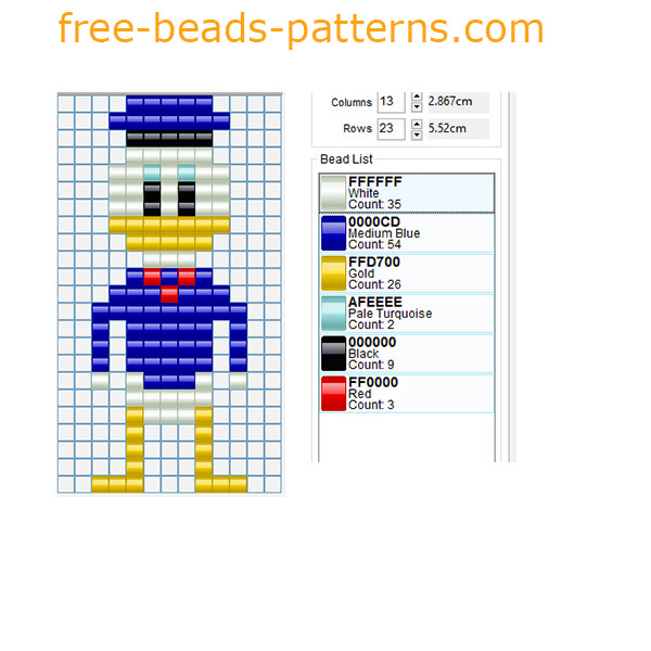 Disney Donald Duck free perler beads pattern Hama Beads necklaces keychains ideas