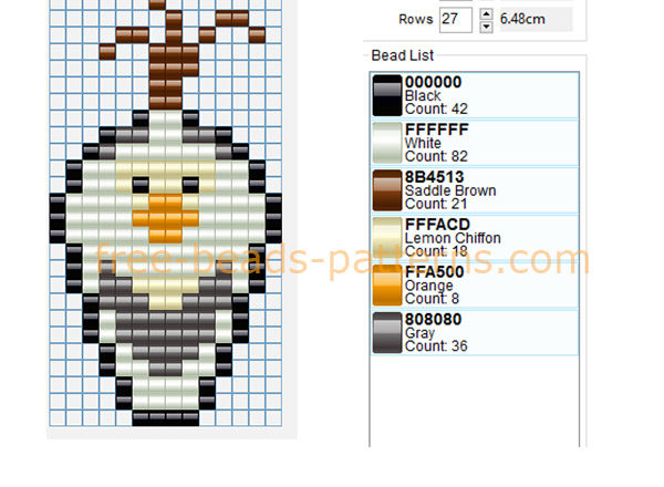 Disney Frozen Olaf face Hama Beads perler beads free download