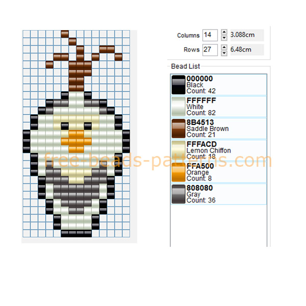 Disney Frozen Olaf face Hama Beads perler beads free download