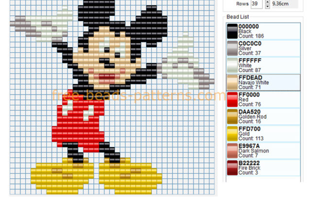 Disney Mickey Mouse big size baby toys ideas free perler beads pattern midi maxi Hama Beads