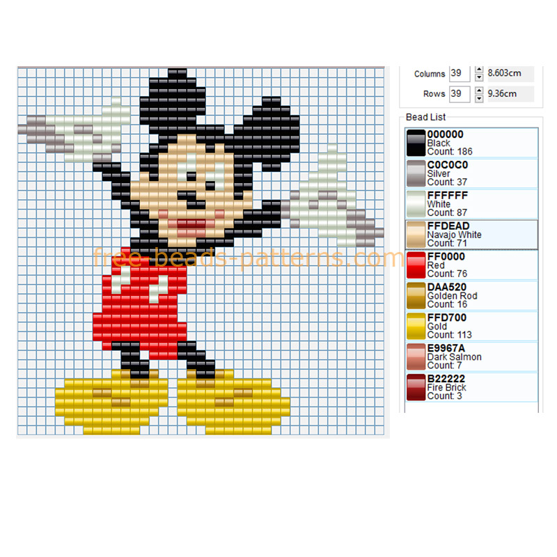 Disney Mickey Mouse big size baby toys ideas free perler beads pattern midi maxi Hama Beads