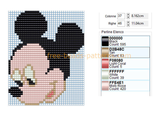 Disney Mickey Mouse face only big size free perler beads Hama Beads pattern