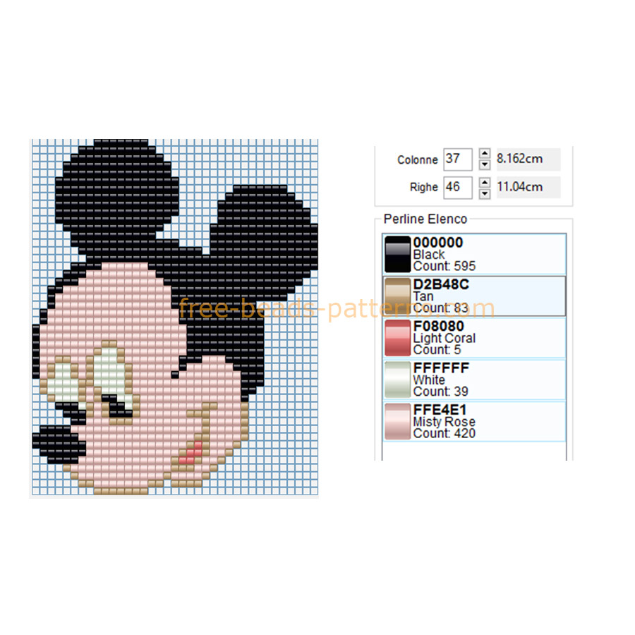 Disney Mickey Mouse face only big size free perler beads Hama Beads pattern