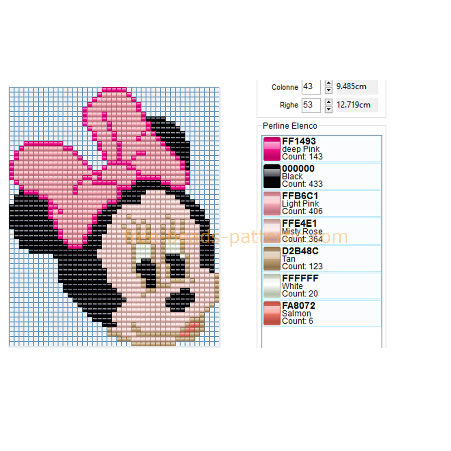 Disney Minnie Mouse face with pink bow baby toys Hama Beads midi maxi size pattern