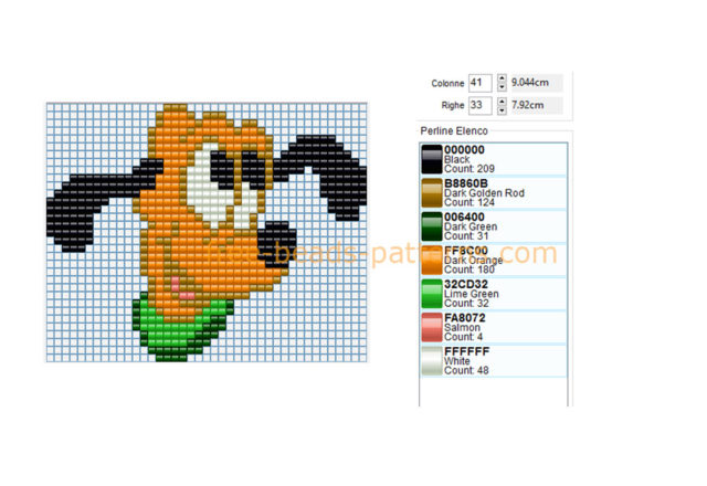 Disney Pluto dog face only big size free perler beads Hama Beads pattern