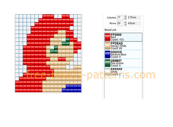 Disney Princess Ariel face free Hama Beads Pyssla fuse beads pattern