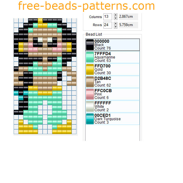 Disney Princess Jasmine free perler beads pattern design fuse beads Playbox Nabbi made with Bead Tool
