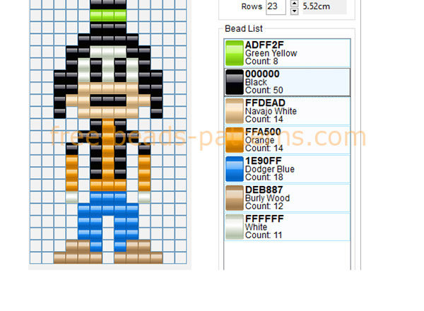 Disney cartoon character Goofy free perler beads pattern sprite beads pixel beads boy girl ideas