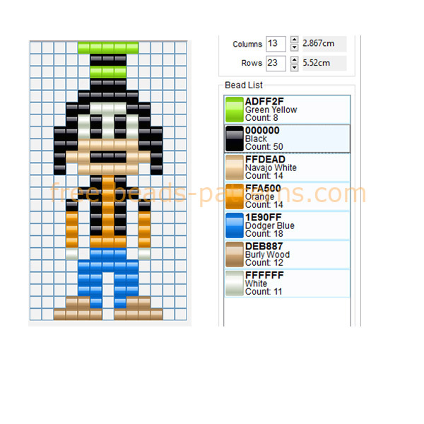 Disney cartoon character Goofy free perler beads pattern sprite beads pixel beads boy girl ideas