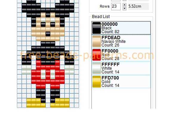 Disney character Mickey Mouse free perler beads pattern Hama beads Nabbi beads Ikea Pyssla
