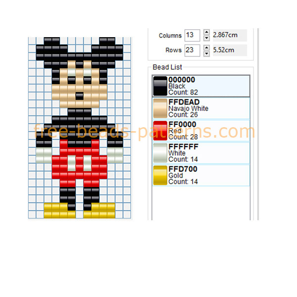 Disney character Mickey Mouse free perler beads pattern Hama beads Nabbi beads Ikea Pyssla