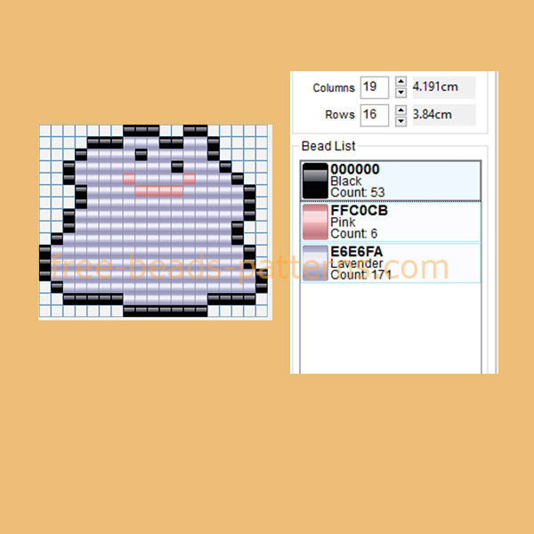 Ditto Pokemon number 132 free perler beads sprite beads pattern