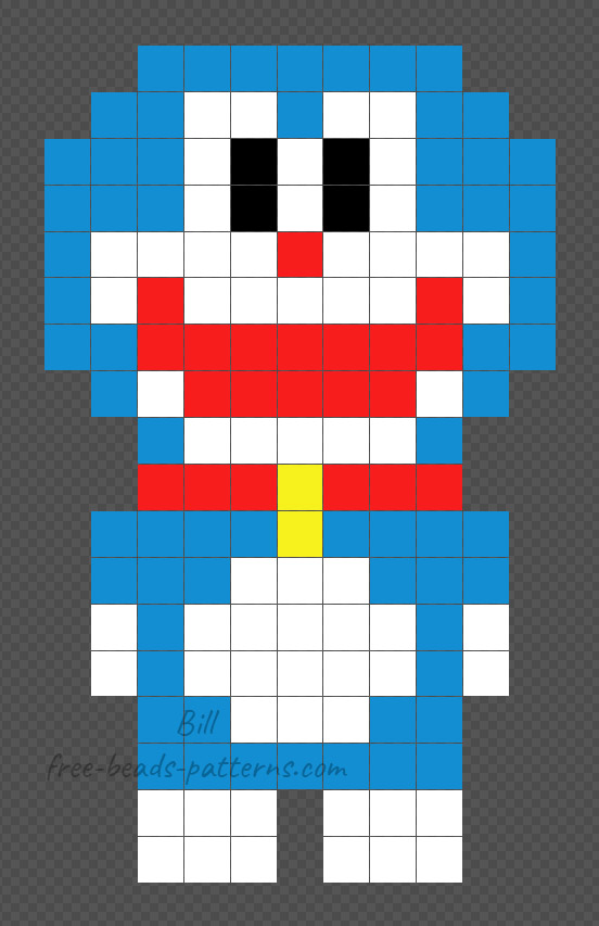 Doraemon free Hama Beads design 11x18