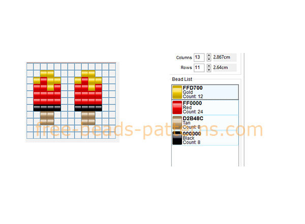 Earrings with ice lolly red and yellow free perler beads fuse beads pattern design