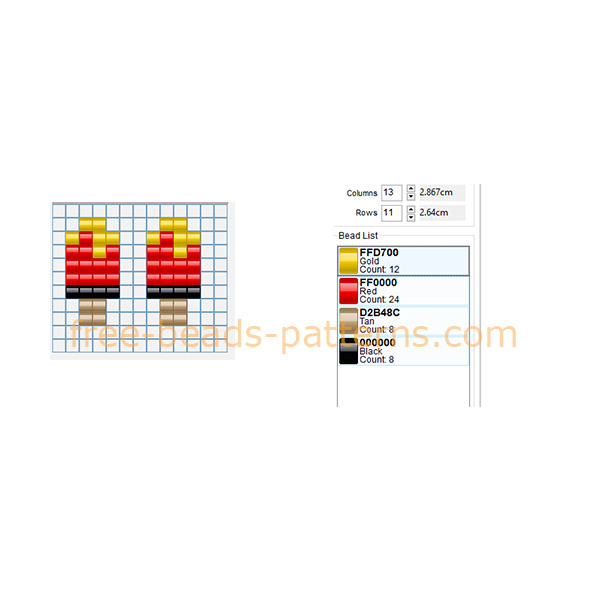 Earrings with ice lolly red and yellow free perler beads fuse beads pattern design