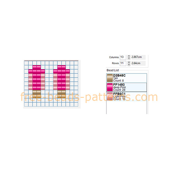 Earrings with ice lolly strawberry pink free Hama Beads Pyssla pattern design