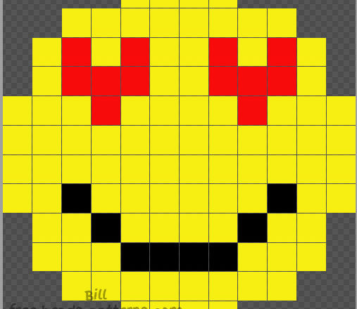 Emoticn in love Hama Beads pattern 12x12