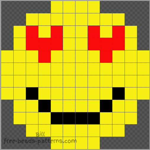 Emoticn in love Hama Beads pattern 12x12