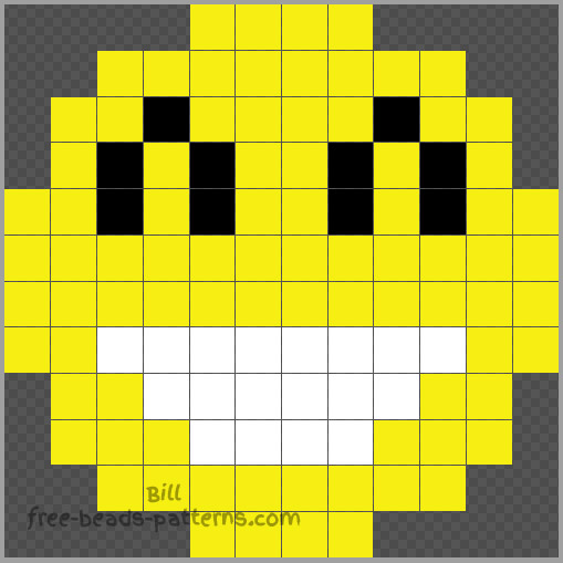 Emoticn smile Perler Beads design 12x12