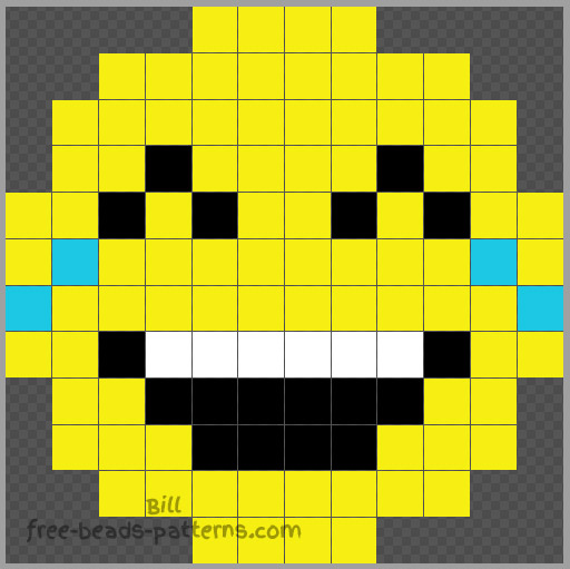 Emoticon tears of joy iron beads pattern 12x12